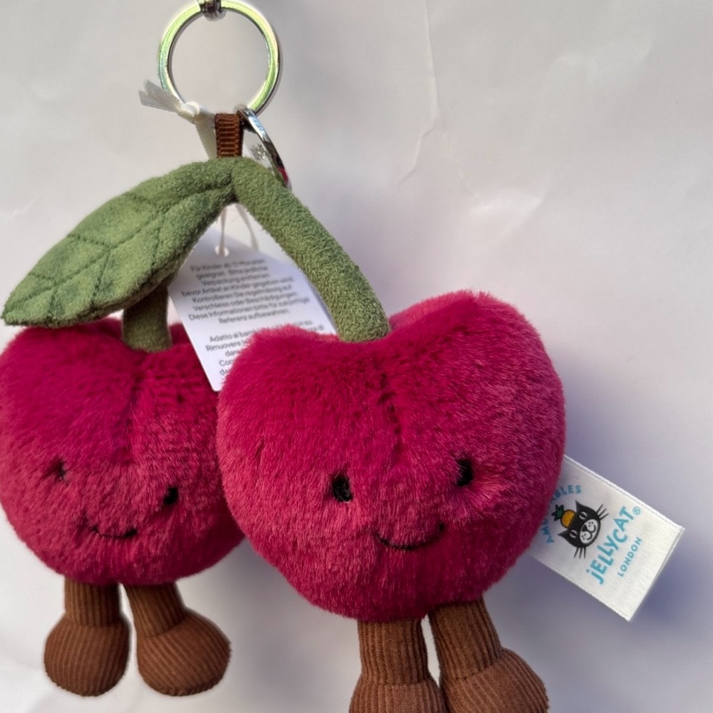Jellycat Amuseables CHERRIES Bag Charm authentic US seller in-hand keychain gift